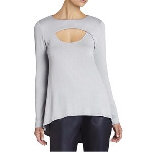 BCBGMAXAZRIA Gennelle Smoke Gray Cutout Long Sleeve Top Size Small